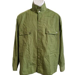 VTG 70s Obermeyer USA Square Snap Front Western Shirt Green Men’s Size Small‎